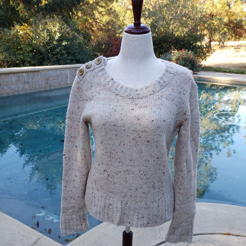 Charlie and Robin Oatmeal Wool Acrylic Nylon Crew Neck Sweater size large